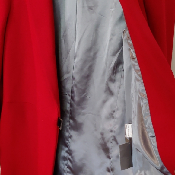 NWT Calvin Klein Leather closure True Red Wool Coat - Picture 5 of 7